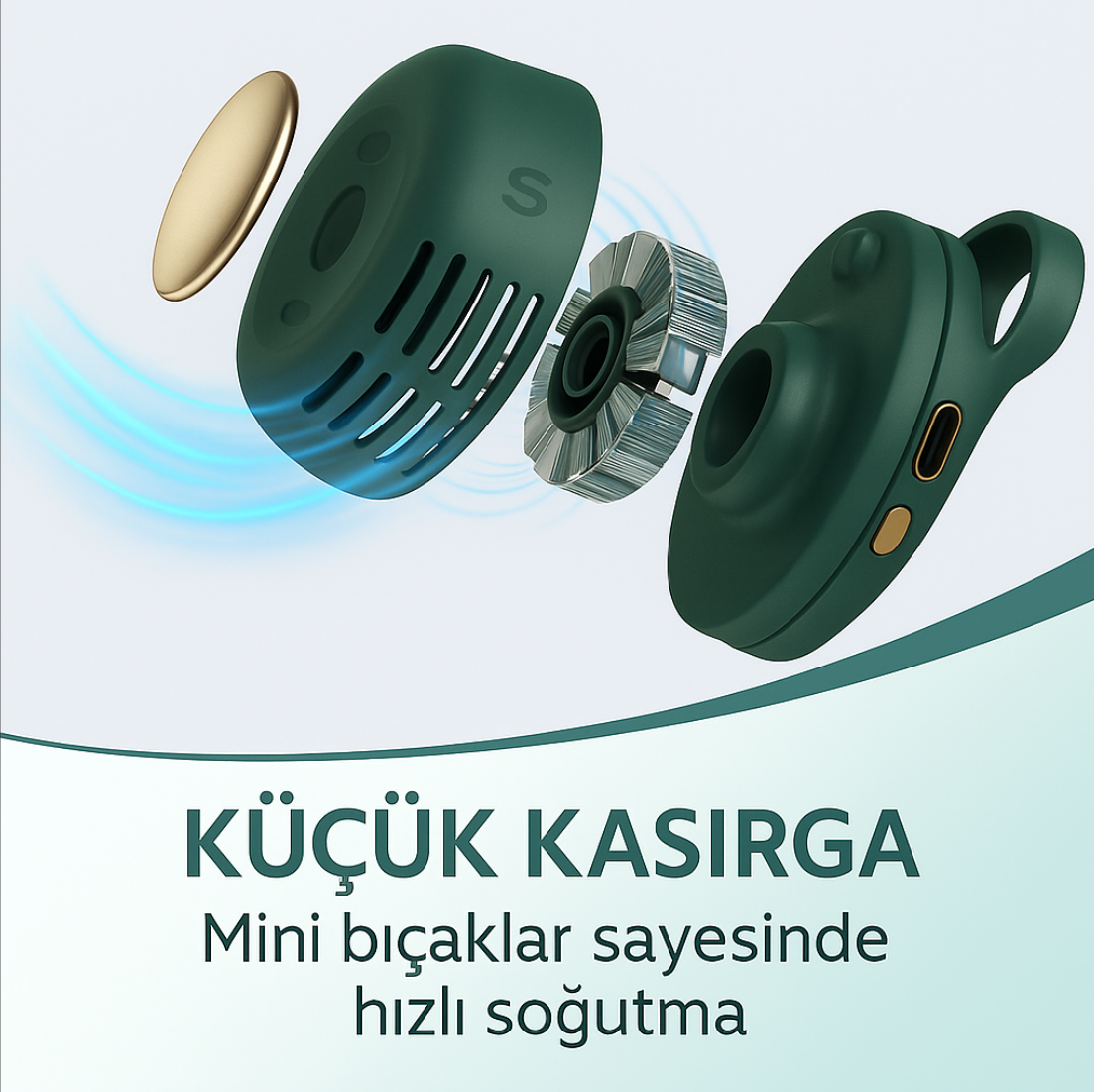Flenxa™ Mini Klipsli Vantilatör – Taşınabilir, Sessiz ve Bıçaksız Serinlik!